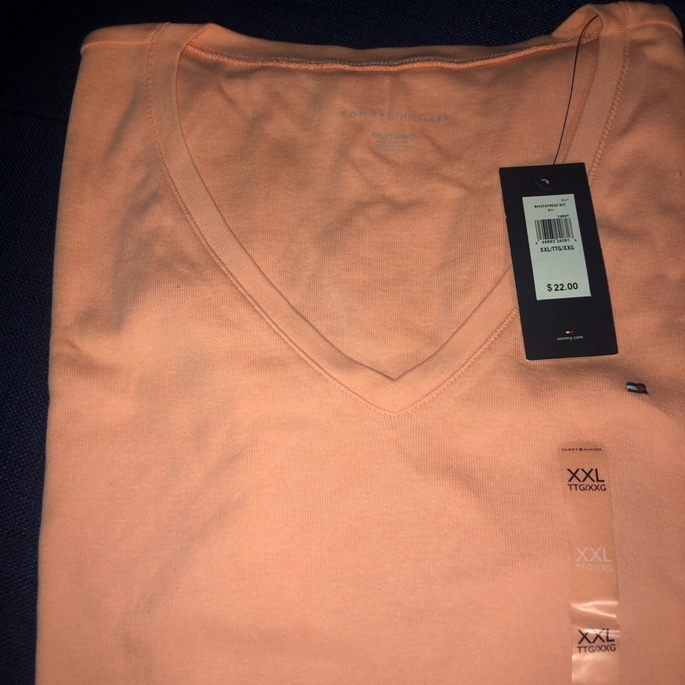 Tommy Hilfiger Soft Peach V-Neck Tee XXL